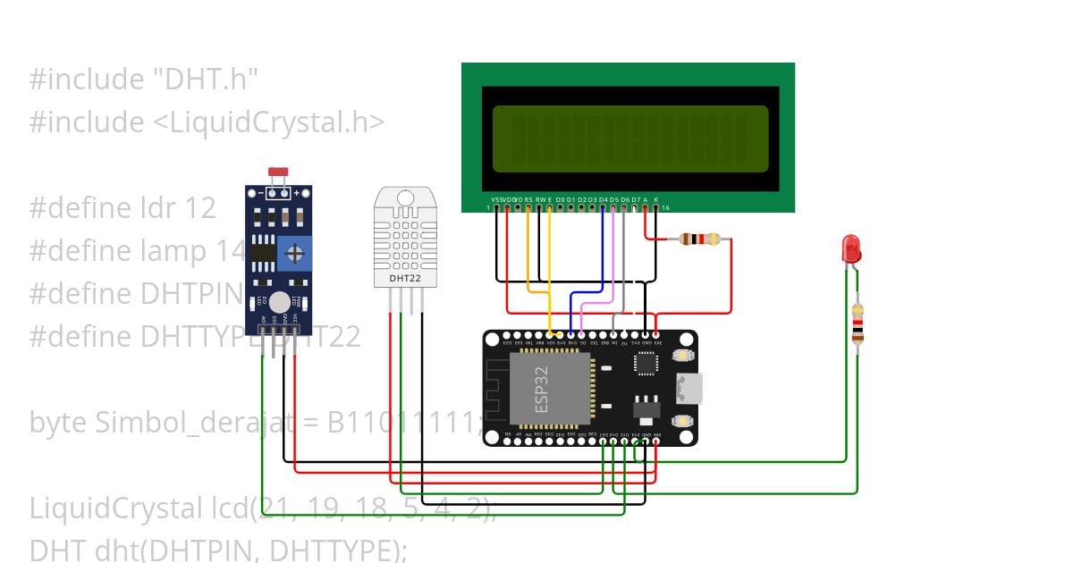 LCD LDE & sensor suhu simulation