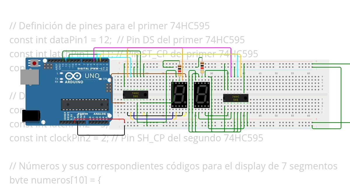 Conexion 74hc595 simulation