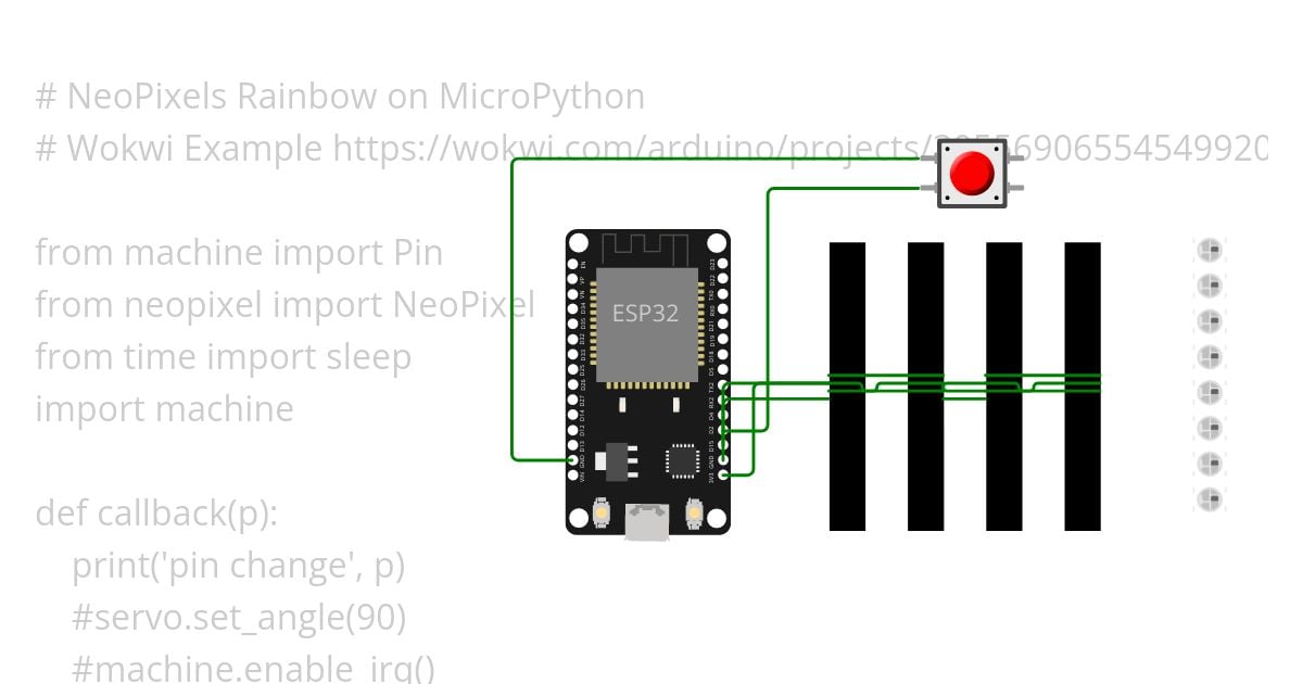 esp32-micropython-neopixels 4 Strip simulation