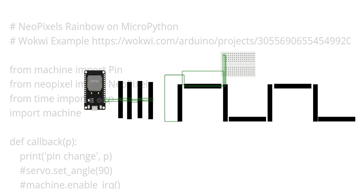 esp32-micropython-neopixels 4 Bar Strip simulation