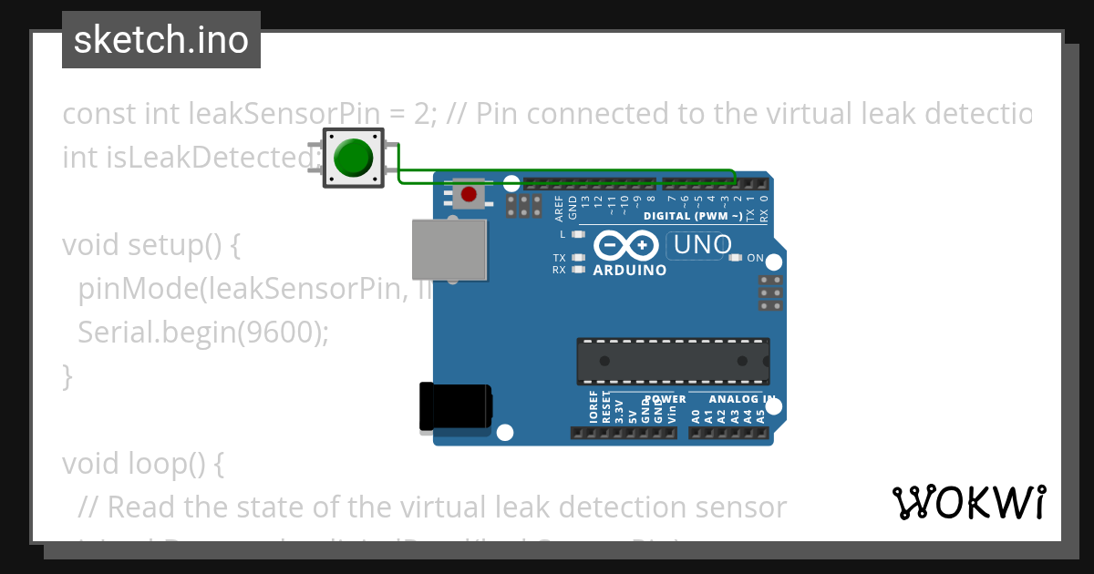 Leak Detection Sensor Wokwi ESP32, STM32, Arduino Simulator