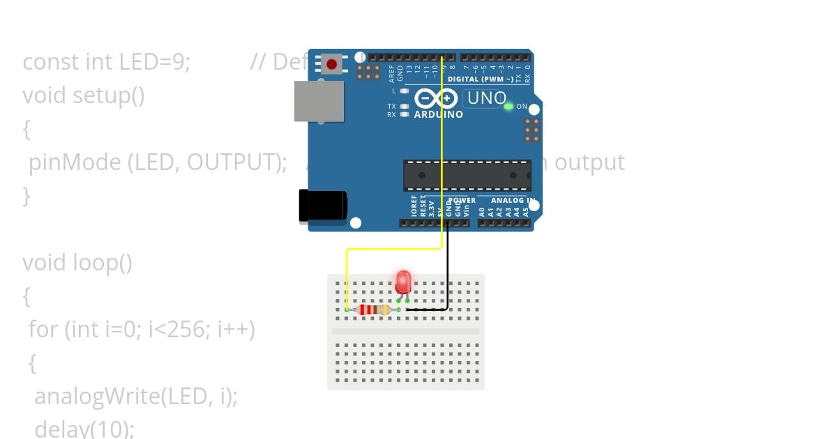 LED Fade.ino simulation