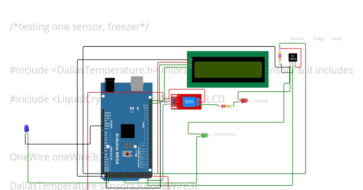 test one sensor, freezer simulation