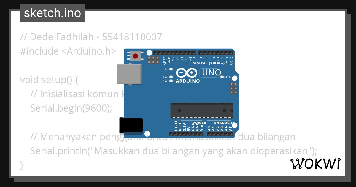 Operasi Bilangan Menggunakan Float - Wokwi ESP32, STM32, Arduino Simulator
