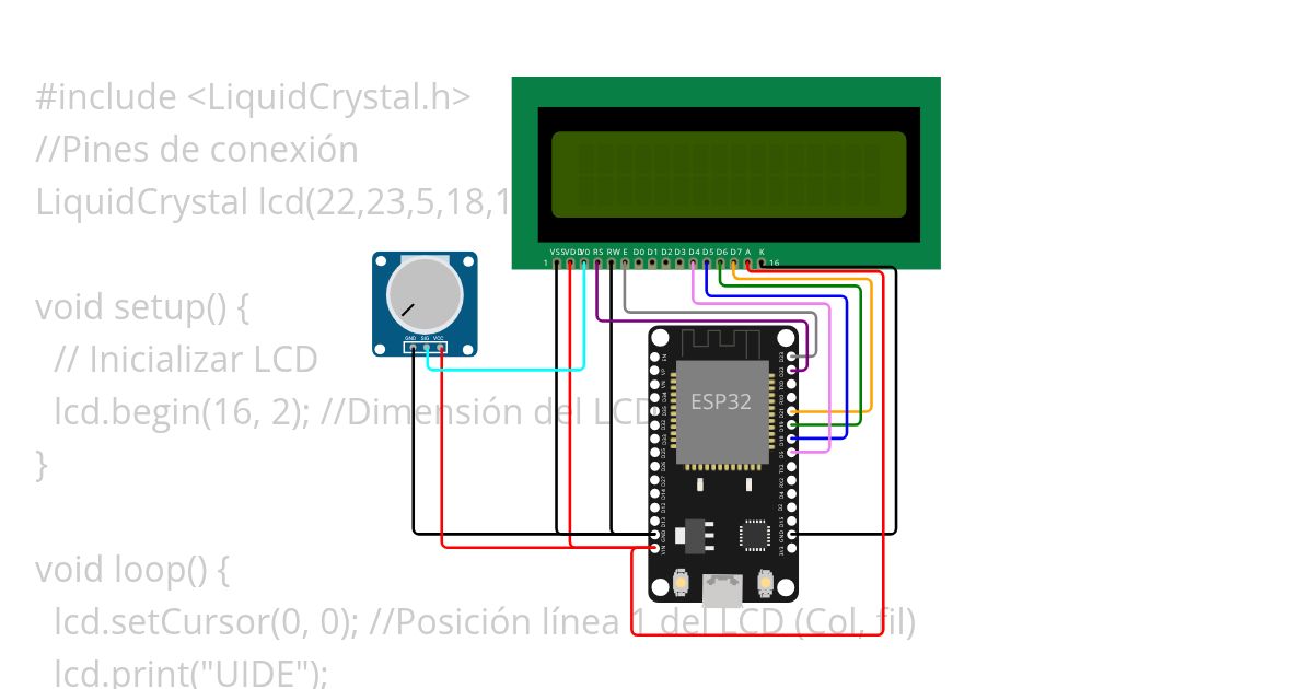 ESP32 LCD no I2C simulation