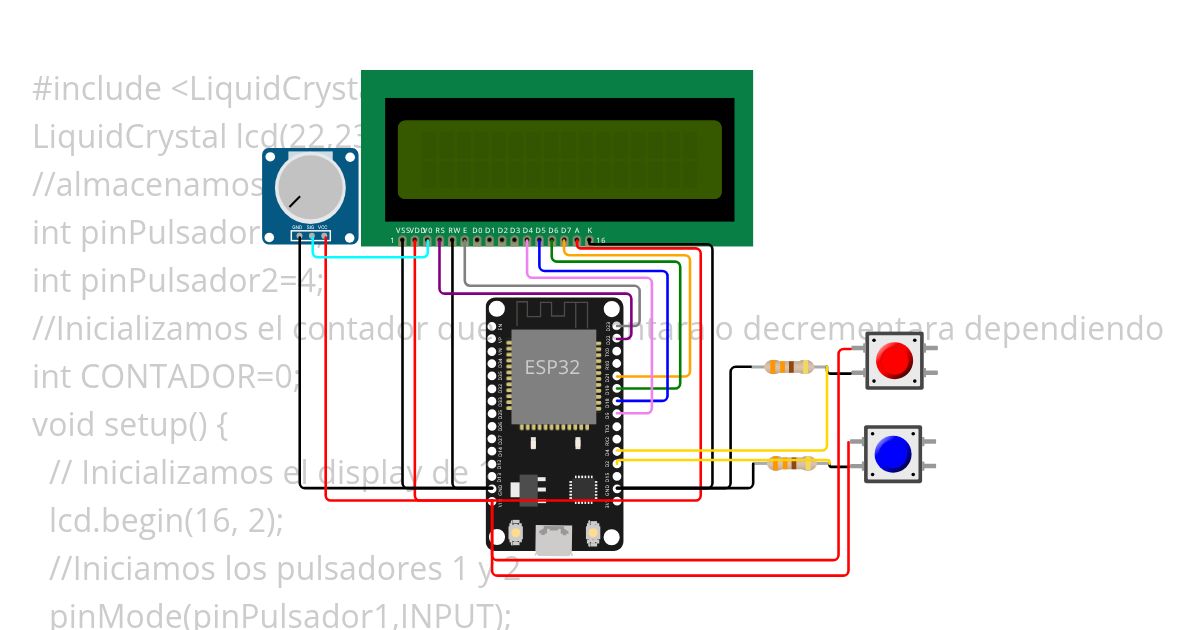 ESP32 - LCD - Contador simulation
