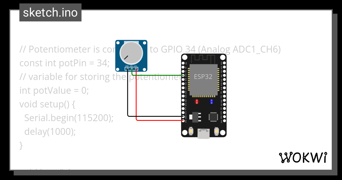 Analog input - Wokwi ESP32, STM32, Arduino Simulator