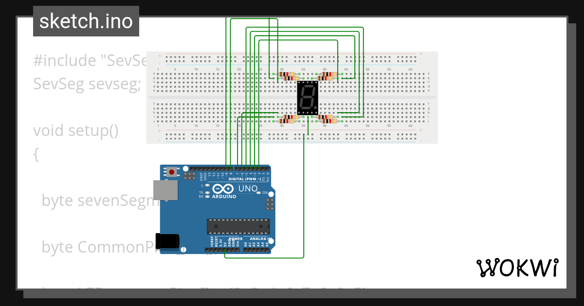 7-segment using Uno - Wokwi ESP32, STM32, Arduino Simulator