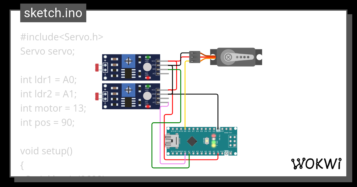 Solar panel tracker single axies - Wokwi ESP32, STM32, Arduino Simulator