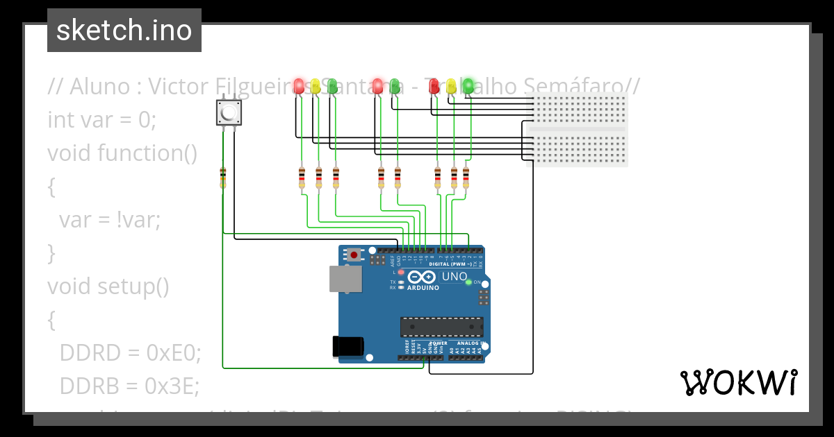 Semáfaro - Wokwi ESP32, STM32, Arduino Simulator