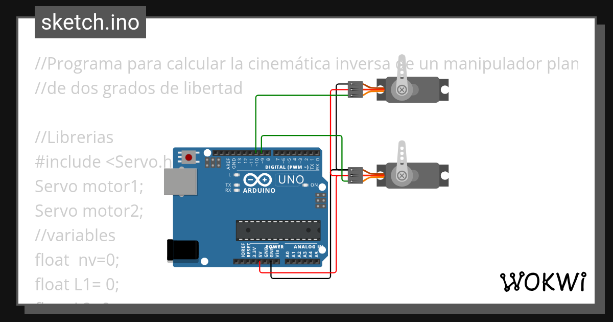 cinematica inversa - Wokwi ESP32, STM32, Arduino Simulator