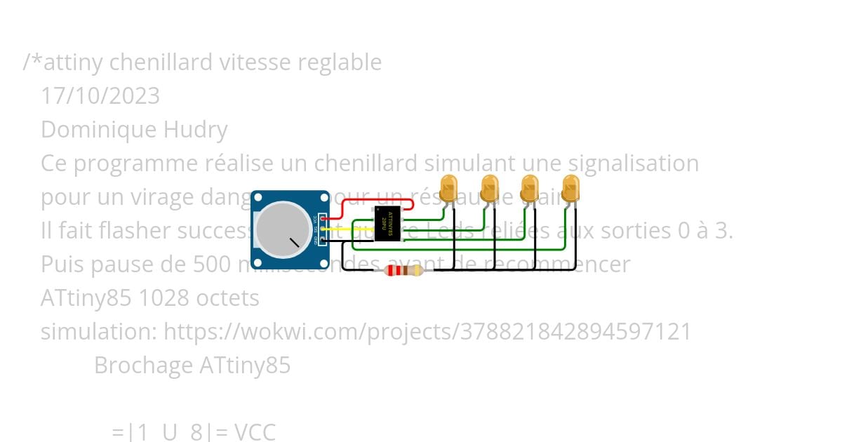 attiny-chenillard-vitesse reglable simulation