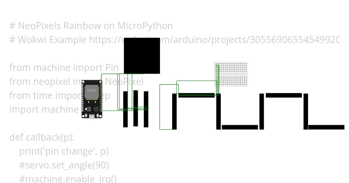 esp32-micropython-neopixels 4 Bar Strip Copy simulation