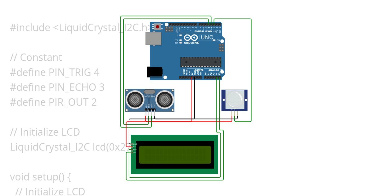 IN and OUT PIR & Ultrasonic Sensor simulation