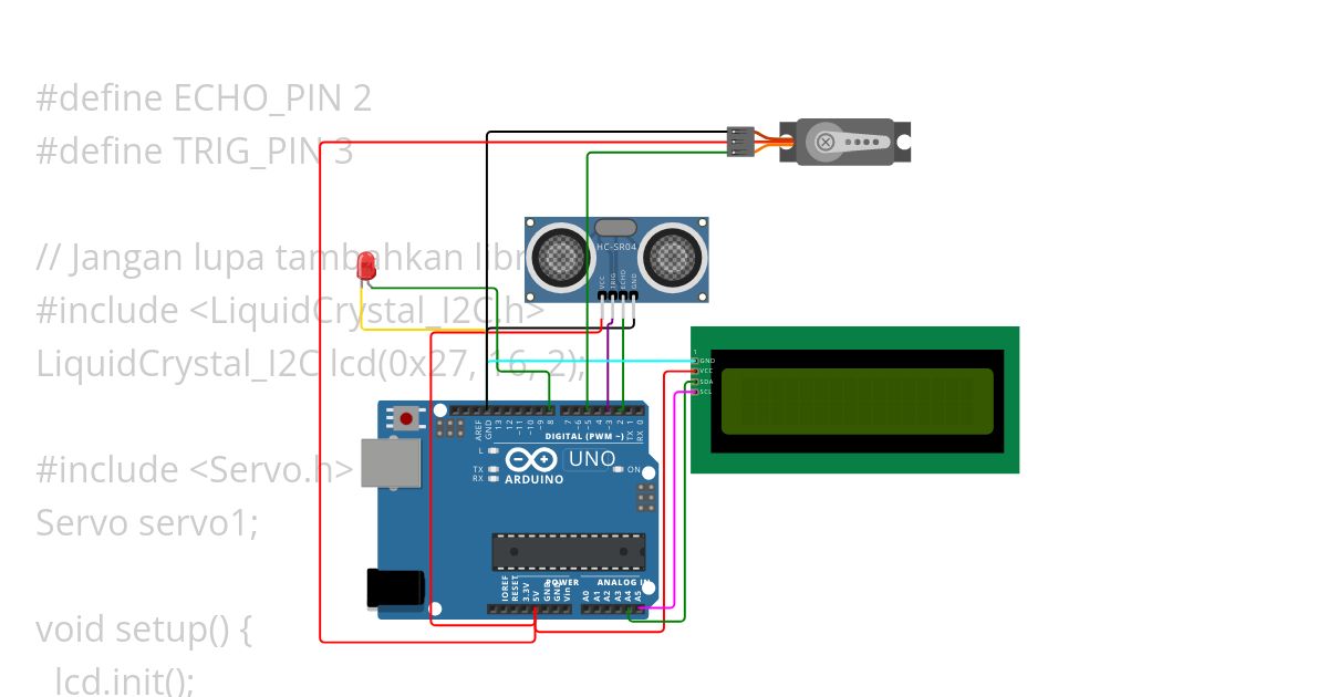 Project Ultrasonic Sensor Jarak TK22 simulation