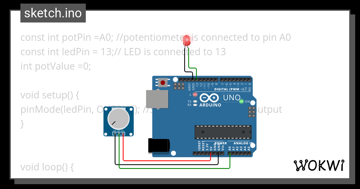 Analog Input Controlling LED Blinck rate - Wokwi ESP32, STM32, Arduino ...