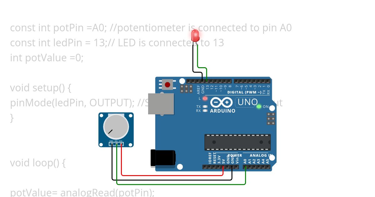 Analog Input Controlling LED Blinck rate simulation