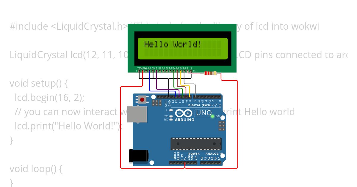 Liquid Crystal Display Connected to Arduino simulation