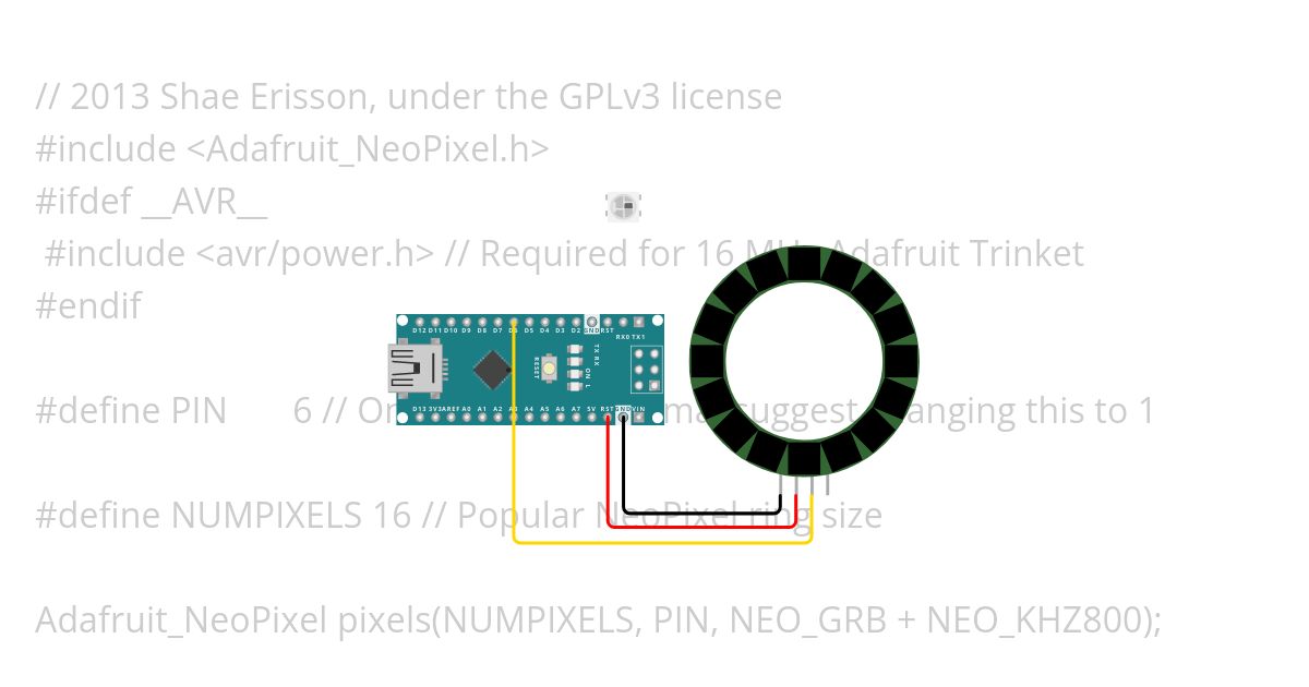 NeoPixel Ring16 шаблон схемы simulation