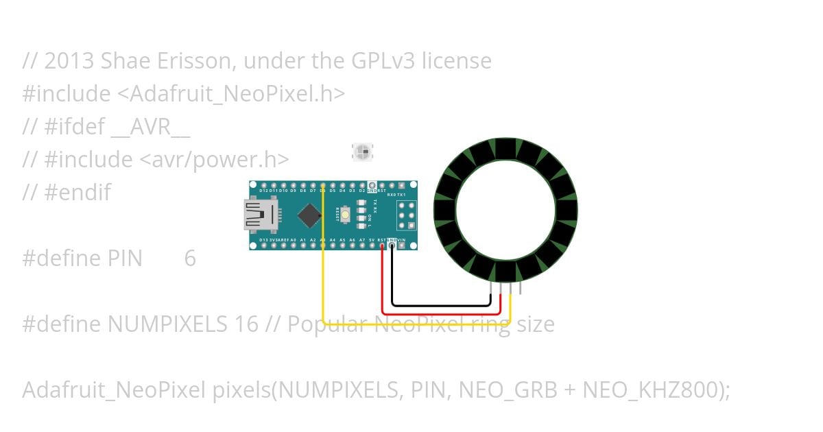 NeoPixel Ring16 шаблон схемы simulation