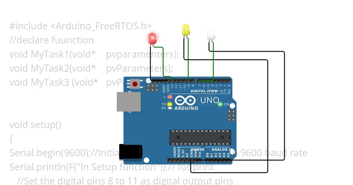 Free Rtos  led working simulation