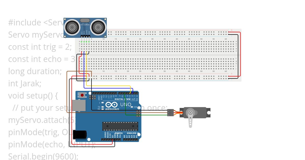 Servo + UltraSonic Sensor simulation