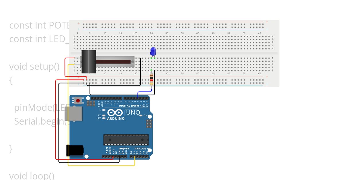 PotentioMeter Slide + LED simulation