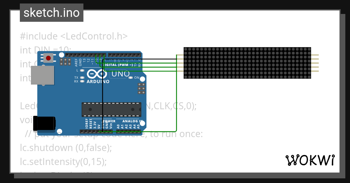 Led Matrix - Wokwi ESP32, STM32, Arduino Simulator