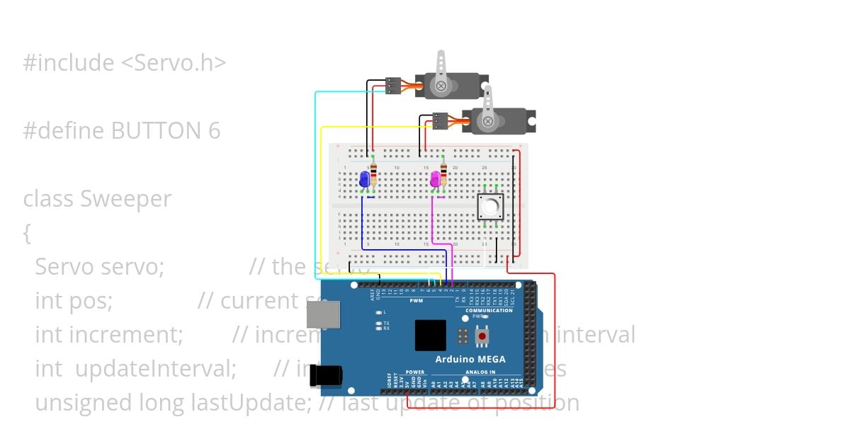 Multi-Tasking (LEDS/SERVOS) Button simulation