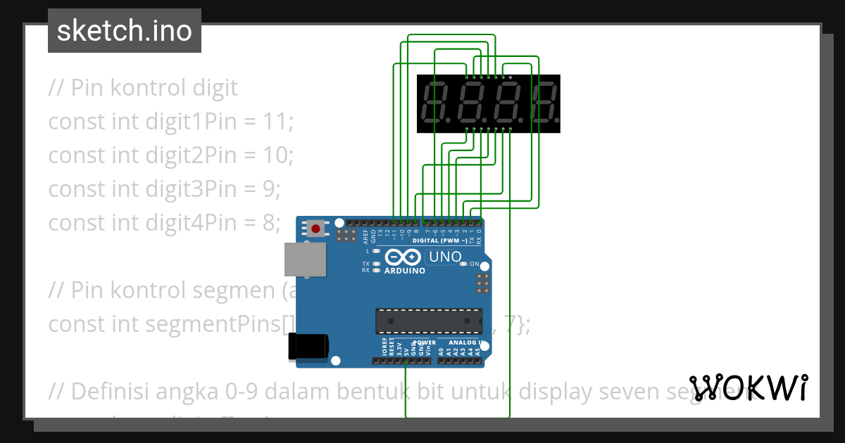 7 segment 4 digit - Wokwi ESP32, STM32, Arduino Simulator