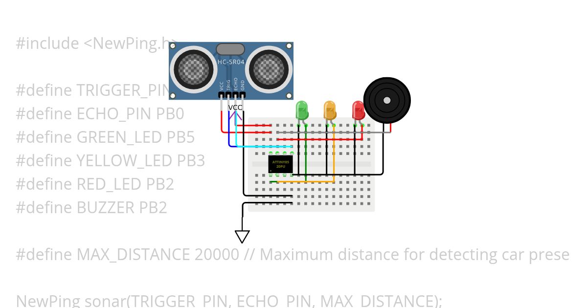 IoT Base Car parking Assistant using Attiny85 simulation