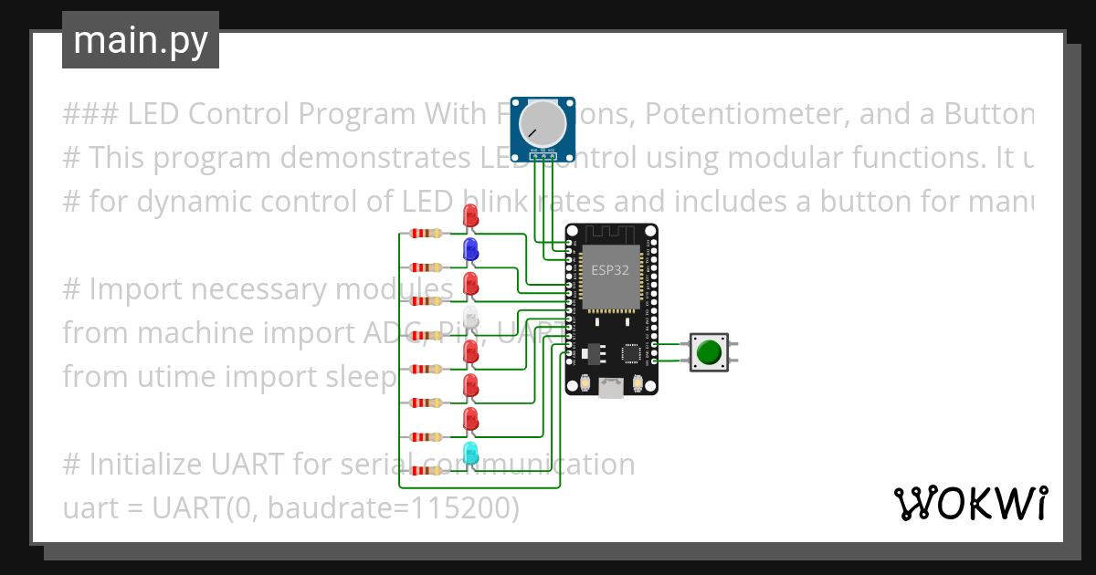 flashingLEDs Wokwi ESP32, STM32, Arduino Simulator