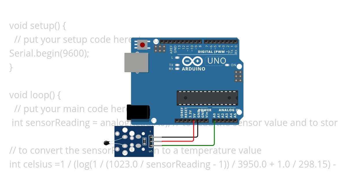 analog temperature sensor.ino simulation