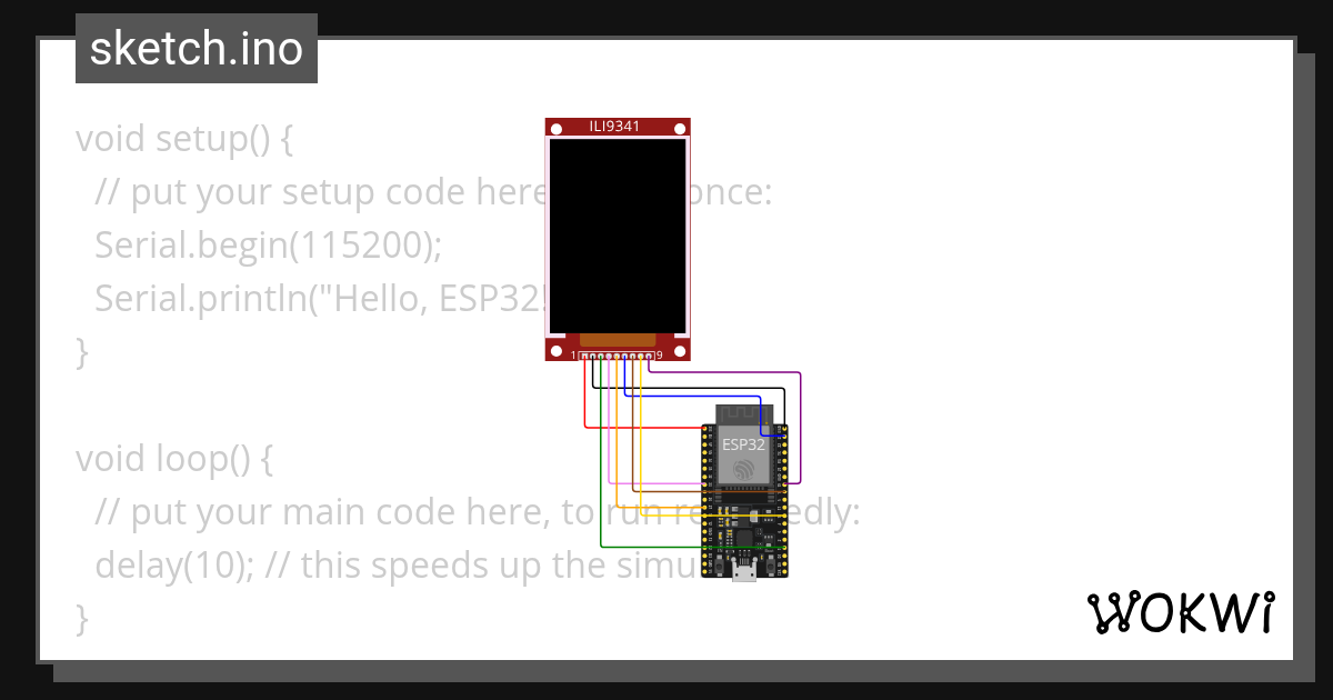Display TFT 2.8 - Wokwi ESP32, STM32, Arduino Simulator