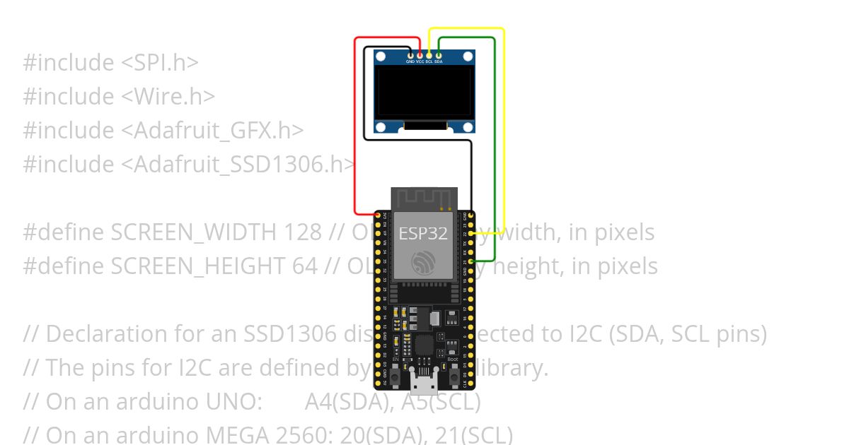 ESP32 OLED Hello World simulation