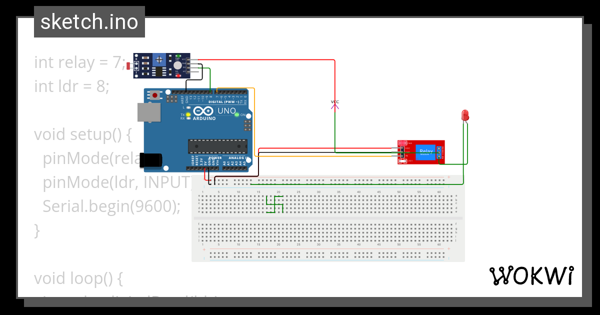 Idr relay sensor - Wokwi ESP32, STM32, Arduino Simulator