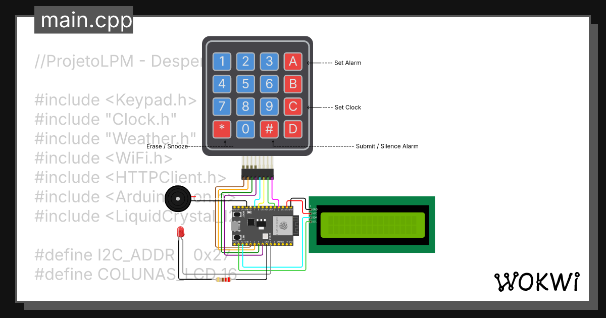 Alarmecomesp32 wokwi esp32 stm32 arduino simulator