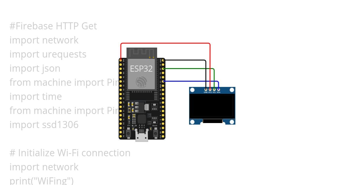 esp32mpythonssd1306 word send firebasse simulation