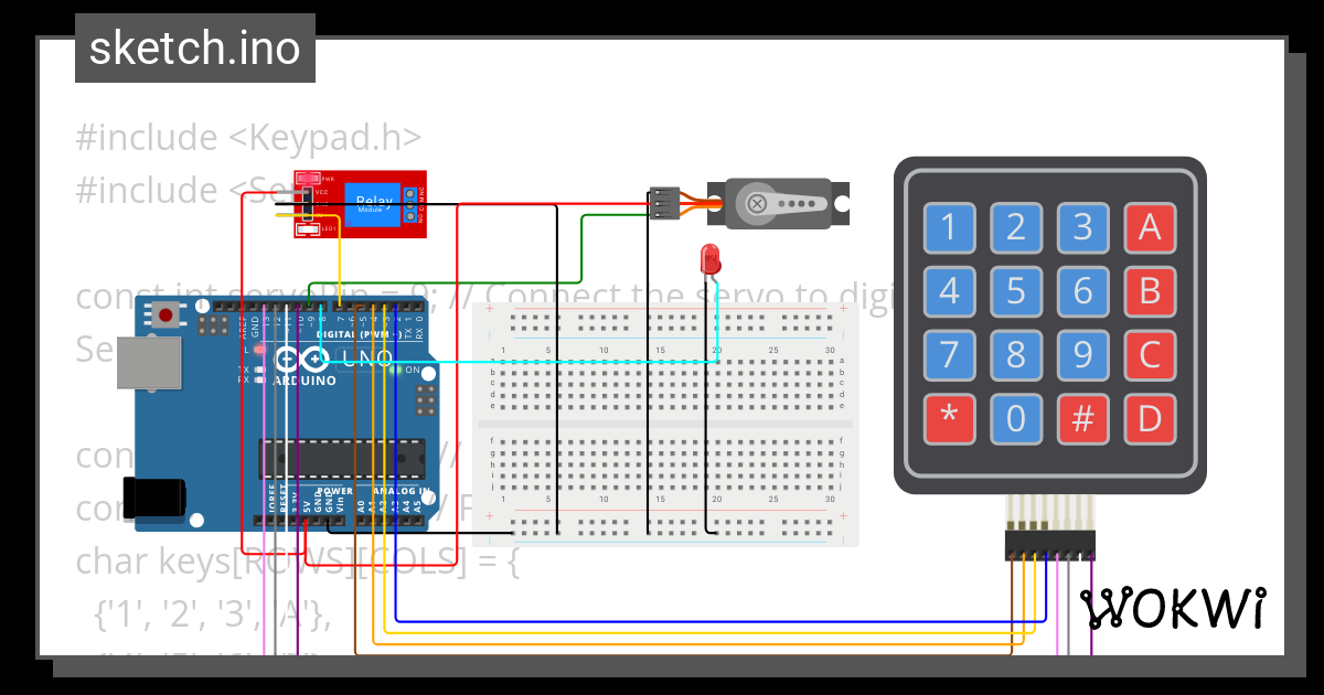 Keypad lock - Wokwi ESP32, STM32, Arduino Simulator