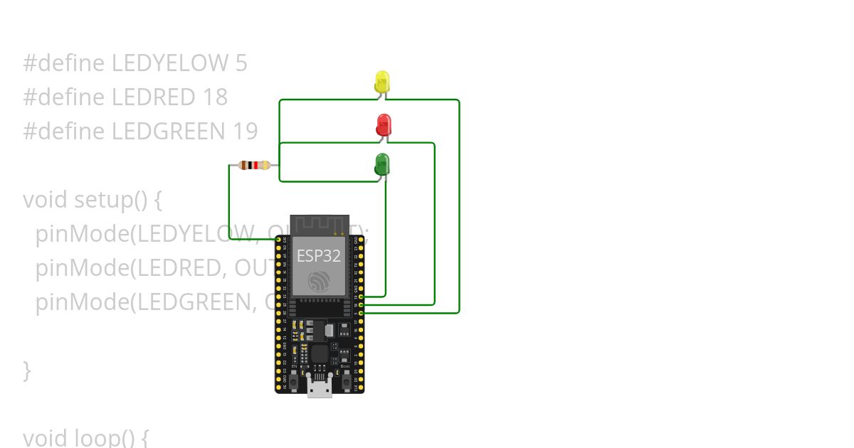 Lesson1_YRG LED_Blink simulation