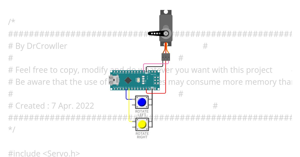 Two buttons-controlled servo Copy simulation