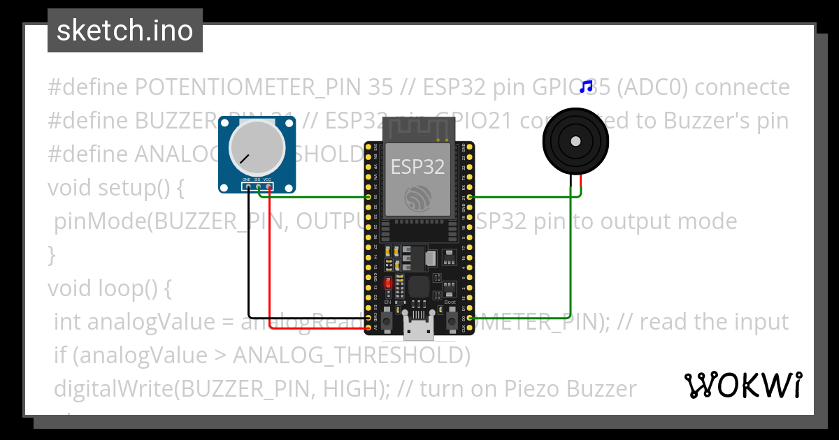 Task 7 Potentiometer Control Buzzer Wokwi Esp32 Stm32 Arduino Simulator