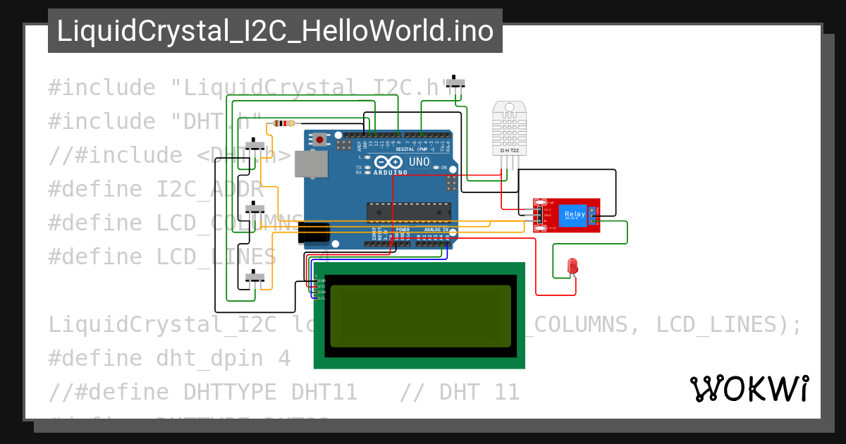 Temperaturschalter - LCD 20/4 - UNO - DHT22 - Wokwi ESP32, STM32 ...