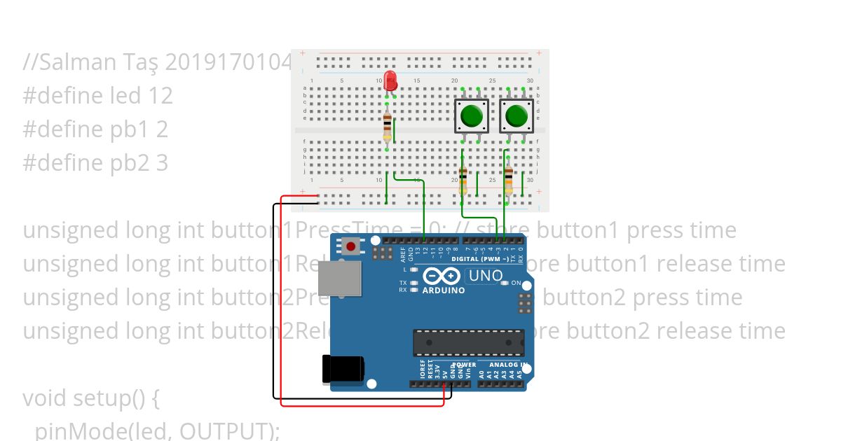 Turn Led On/Of via push button press and hold simulation