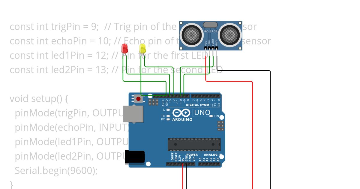 ultrasonic 2 led simulation
