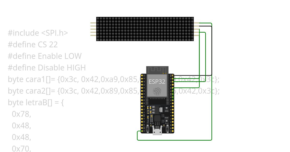 Matriz y esp 32 SPI simulation