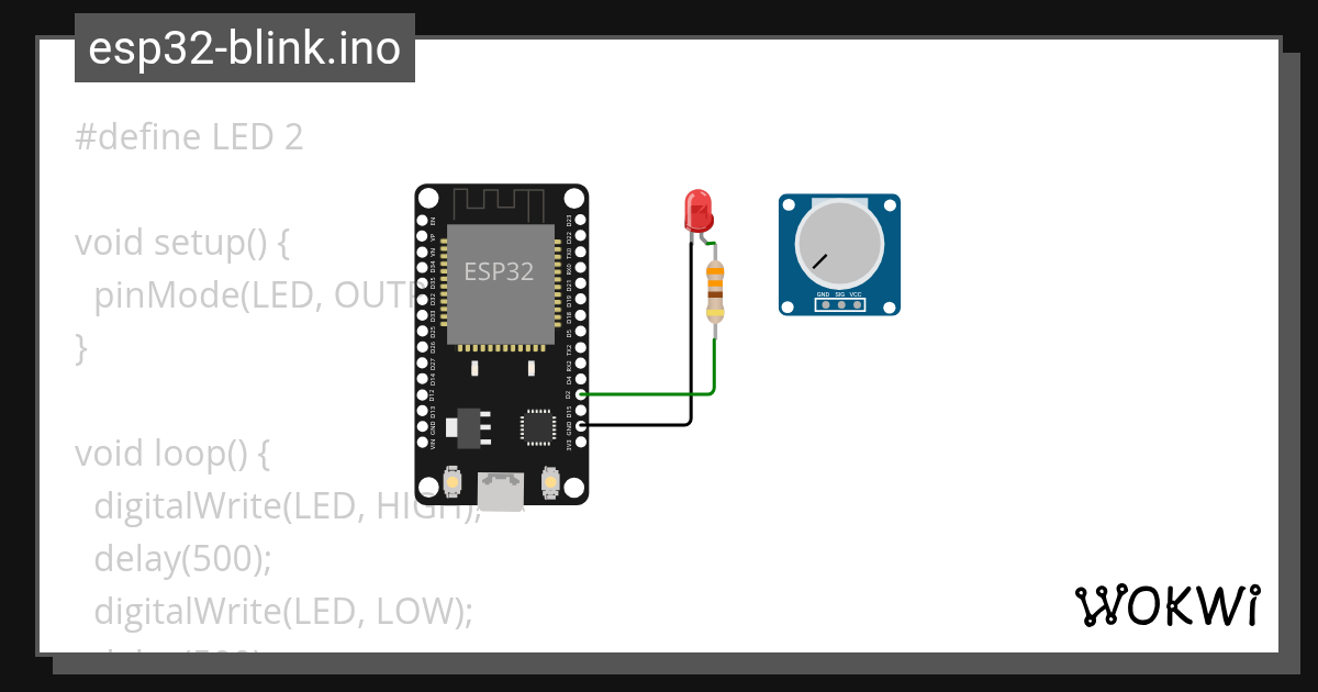 esp32PotentiometerLED Wokwi ESP32, STM32, Arduino Simulator