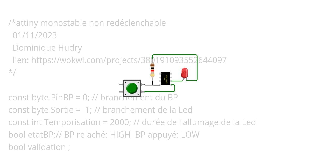 attiny monostable non redeclenchable simulation