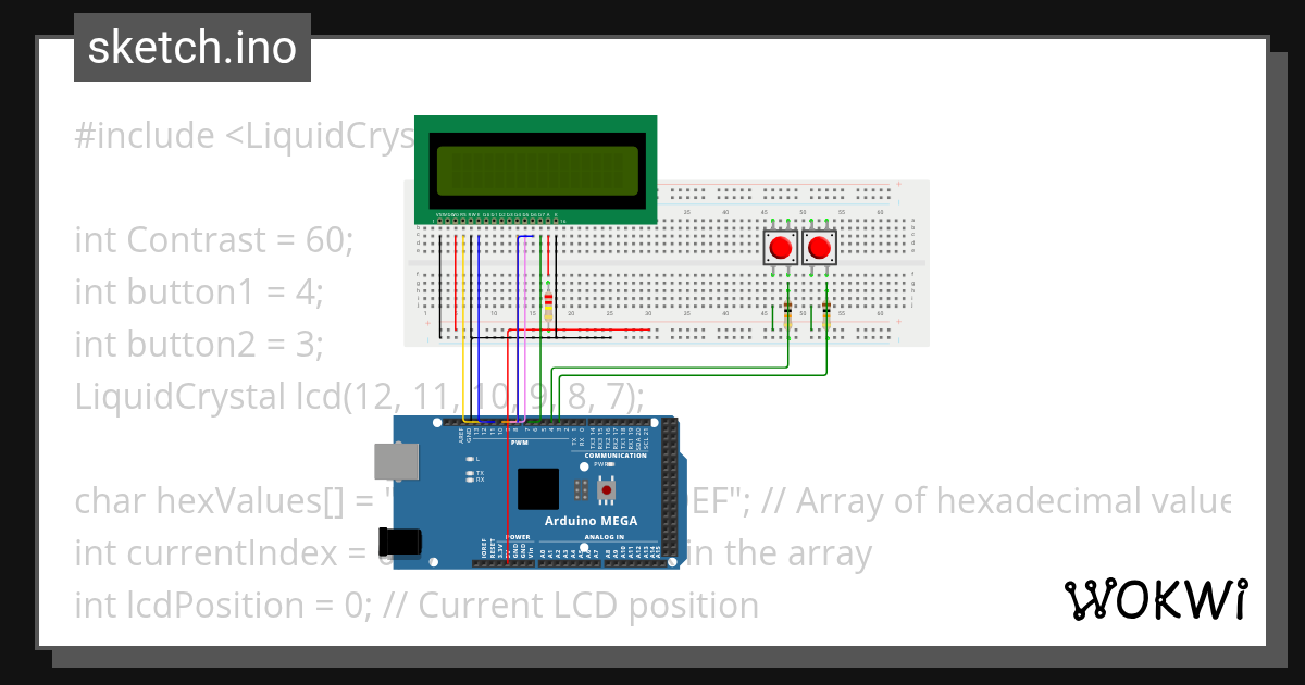 Typing the Hexadecimal Code - Wokwi ESP32, STM32, Arduino Simulator