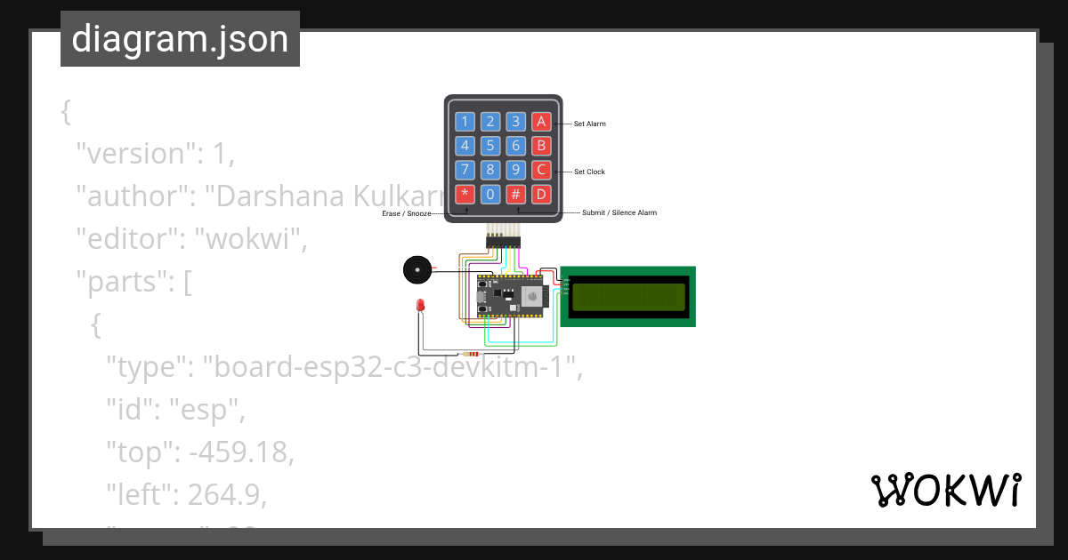 ESP32C3 Alarm Clock Wokwi ESP32, STM32, Arduino Simulator